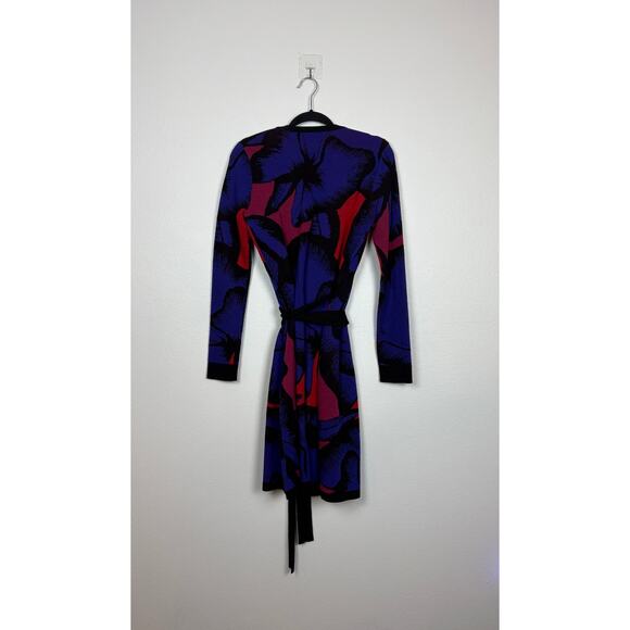 Diane Von Furstenberg Swirl Knit Wool Printed Long Sleeve Wrap Dress Small - Picture 3 of 5